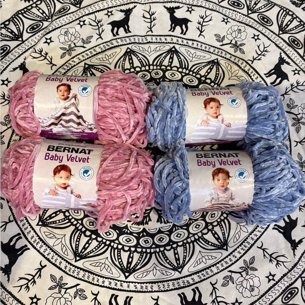 Bernat Baby Velvet Yarn Bundle - Pink and Blue